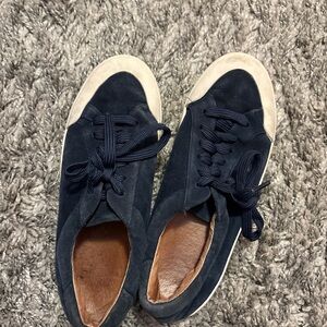 Navy Suede Sneakers with White Soles